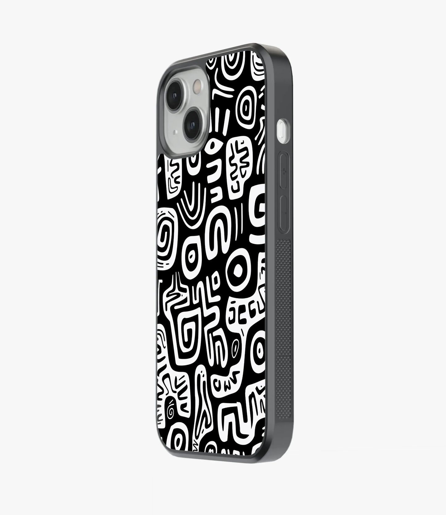 Abstract Black & White Pattern Glass Case