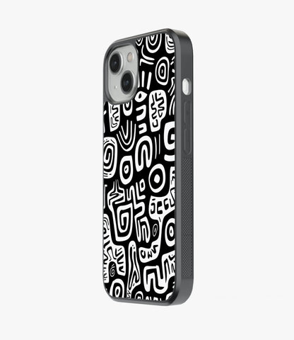 Abstract Black & White Pattern Glass Case