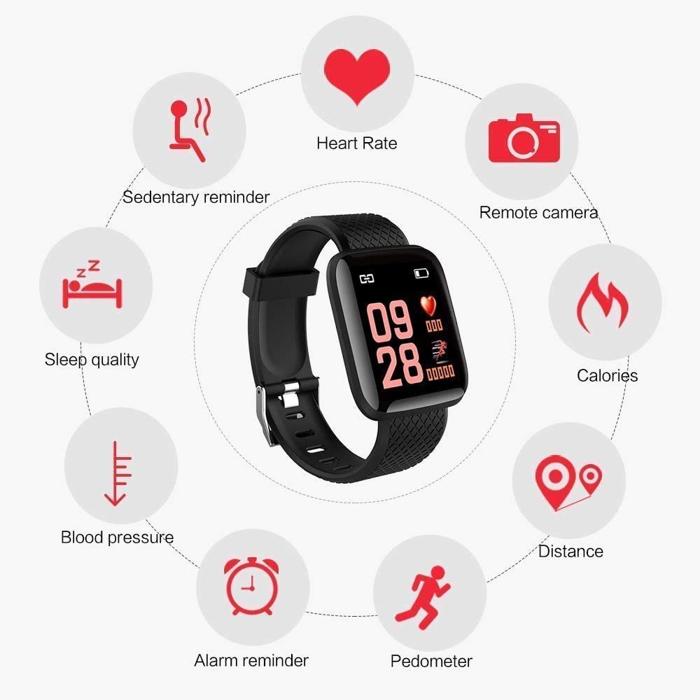 ID116 Smart Bracelet Fitness Tracker Color Screen Smart Watch Heart Rate Blood Pressure Pedometer